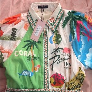 MICAS Vibrant Tropical Print Midi Dress